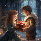 Cadeaux de Noël échangés sous les étoiles